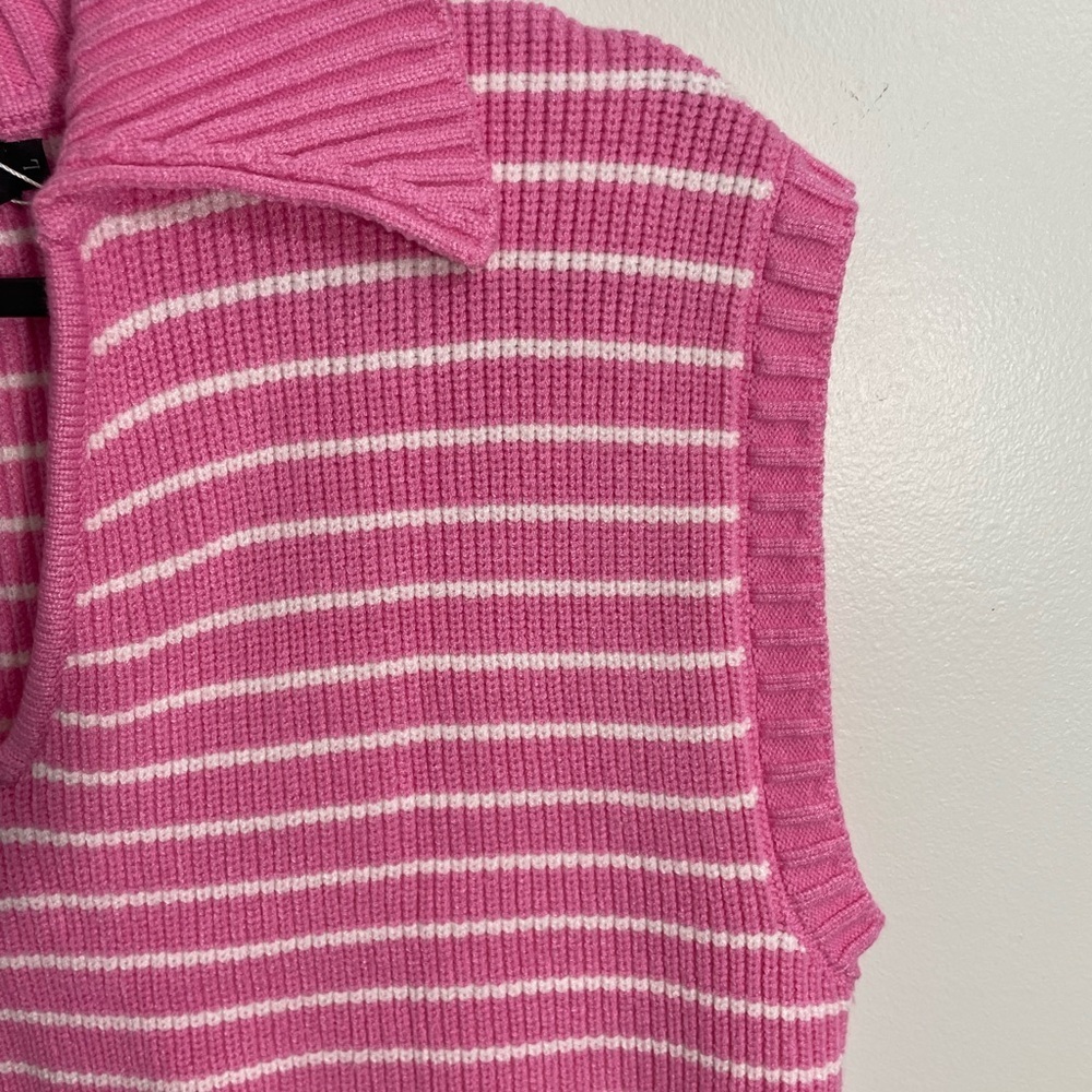 Illusory Pink Striped Sleeveless Blouse Size Large CB-AQ - Picture 3 of 5